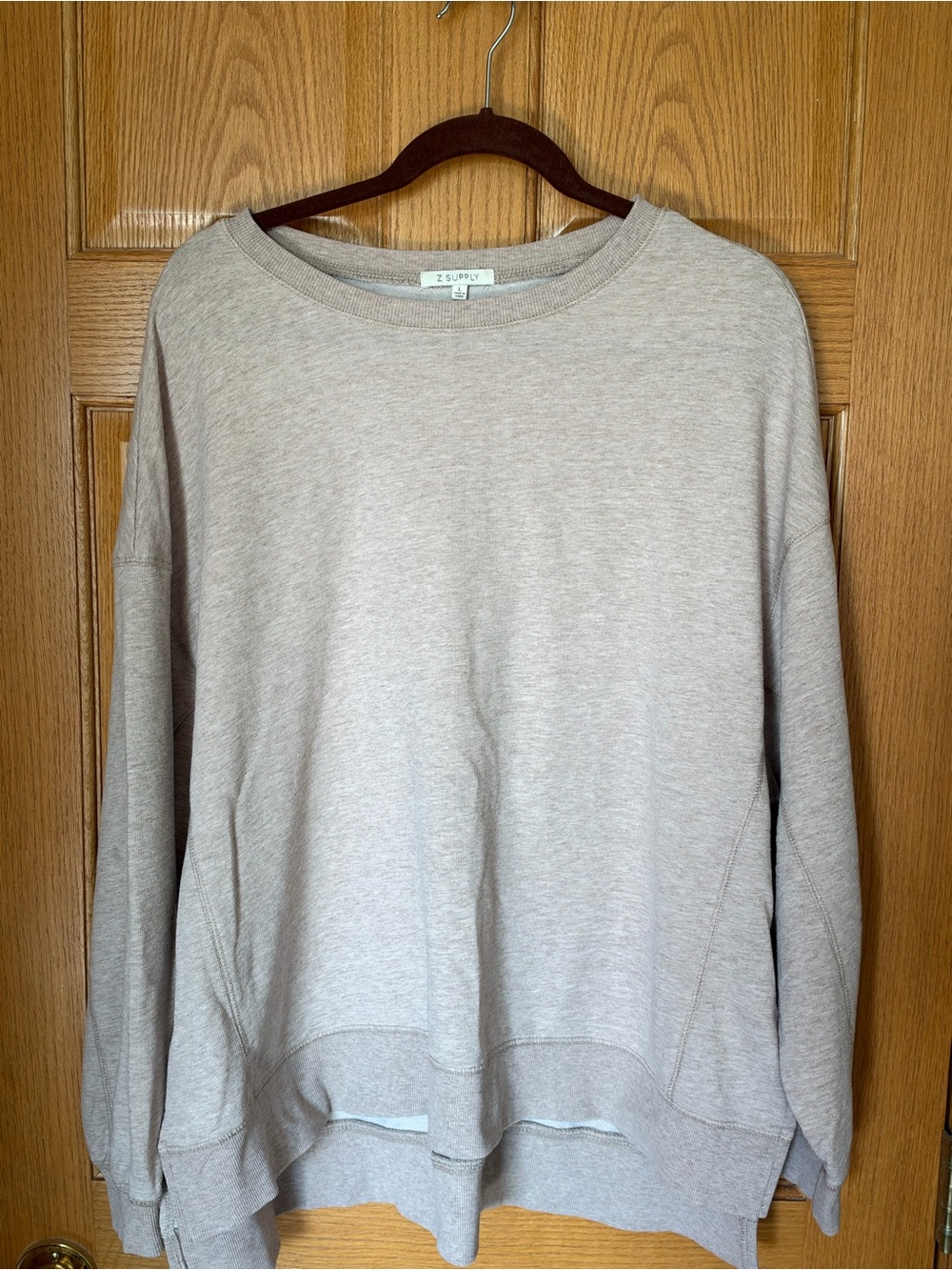 Z Supply Modern Weekend Sweatshirt Large Taupe/Tan